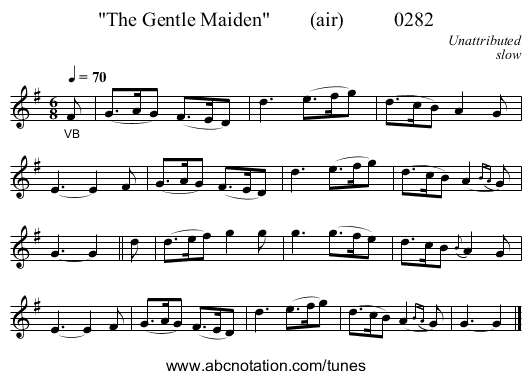 The Gentle Maiden        (air)          0282 - staff notation