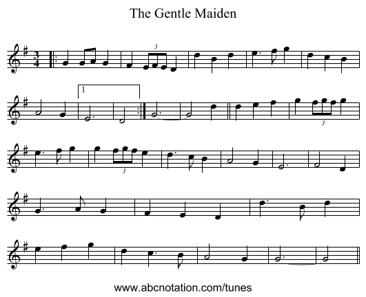 The Gentle Maiden - staff notation