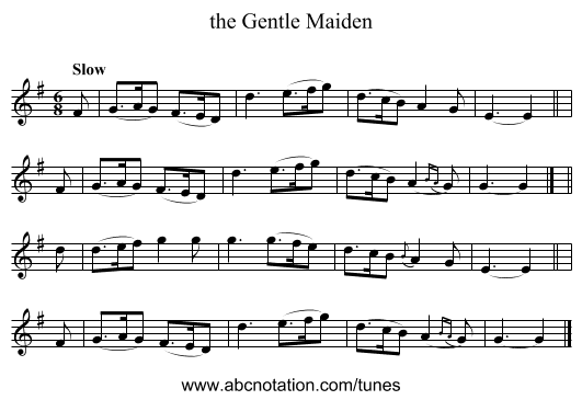 the Gentle Maiden - staff notation