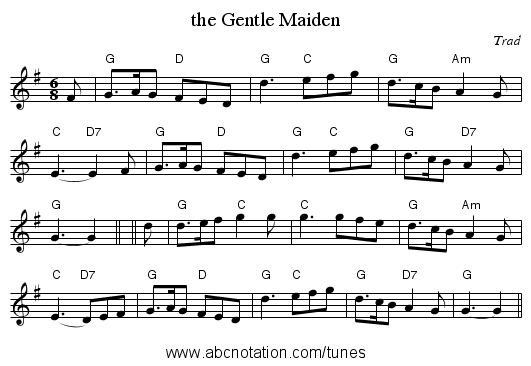 the Gentle Maiden - staff notation