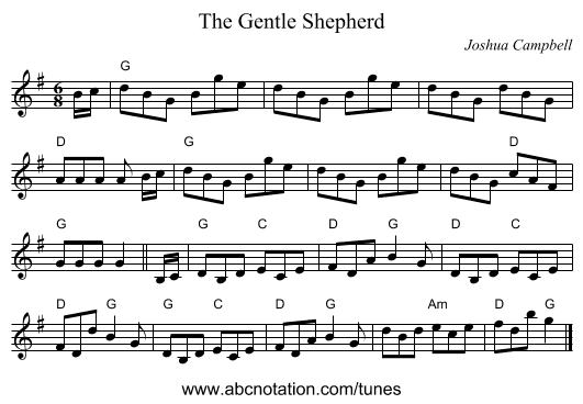 The Gentle Shepherd - staff notation