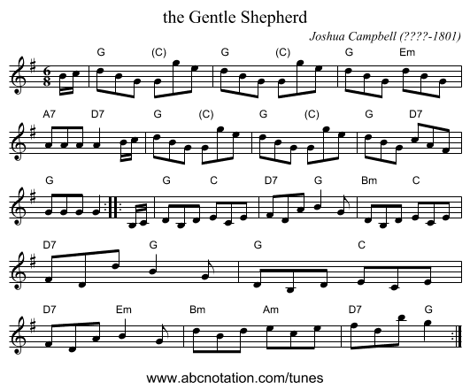 the Gentle Shepherd - staff notation