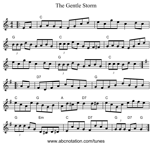 The Gentle Storm - staff notation