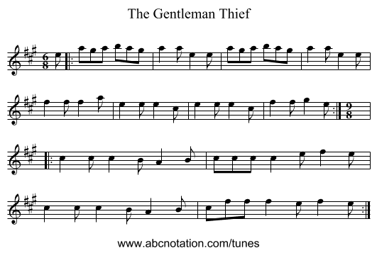 The Gentleman Thief - staff notation