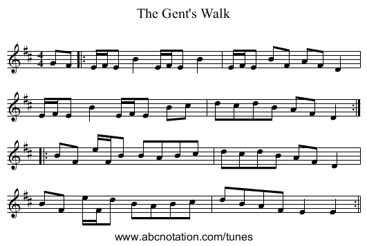 The Gent's Walk - staff notation