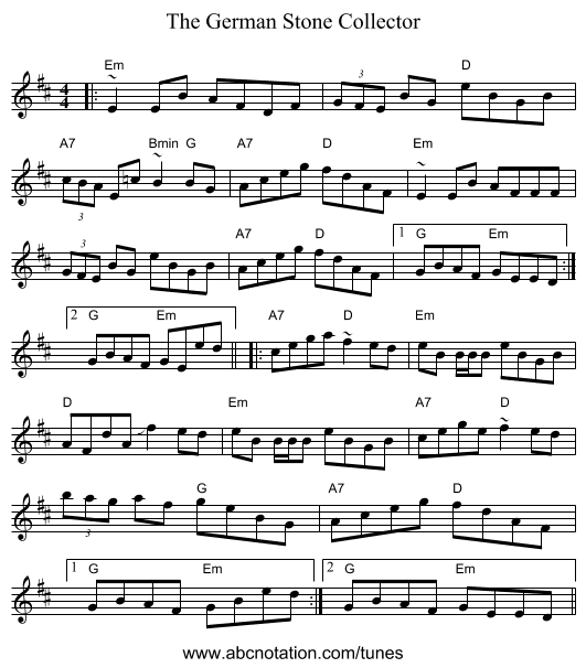The German Stone Collector - staff notation