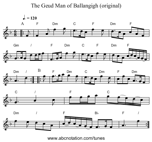 The Geud Man of Ballangigh (original) - staff notation
