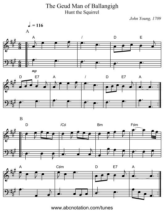 The Geud Man of Ballangigh - staff notation