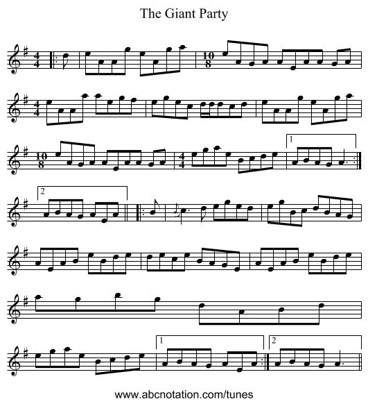 The Giant Party - staff notation