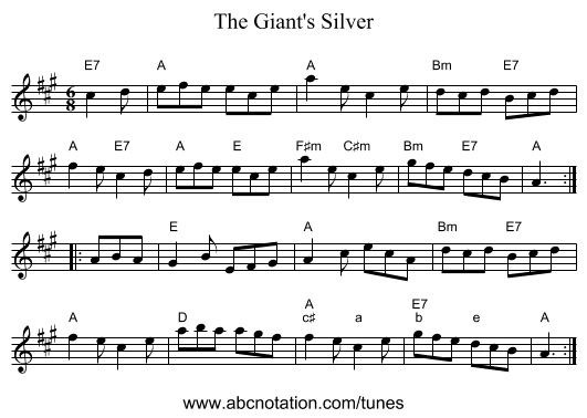 The Giant's Silver - staff notation