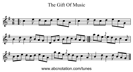 The Gift Of Music - staff notation