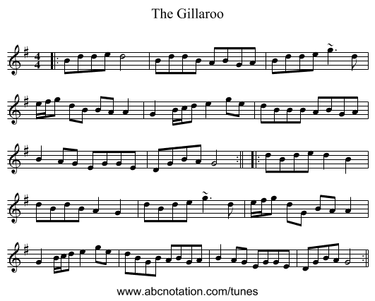 The Gillaroo - staff notation