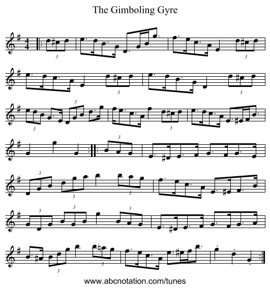 The Gimboling Gyre - staff notation