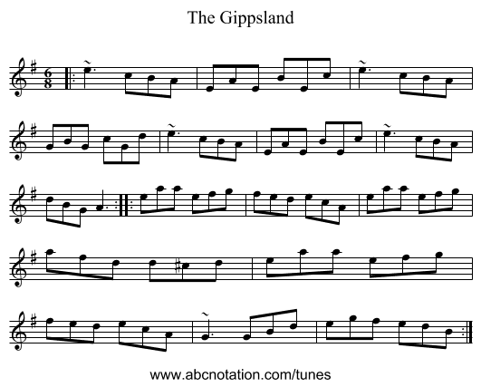 The Gippsland - staff notation