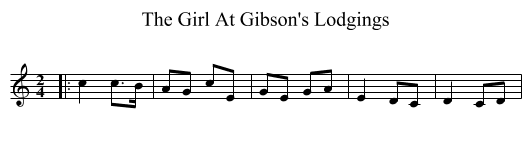 The Girl At Gibson's Lodgings - staff notation