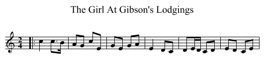 The Girl At Gibson's Lodgings - staff notation