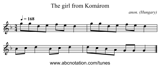The girl from Komárom - staff notation