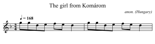 The girl from Kom&aacute;rom - staff notation