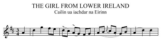THE GIRL FROM LOWER IRELAND - staff notation