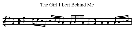 The Girl I Left Behind Me - staff notation