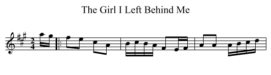 The Girl I Left Behind Me - staff notation