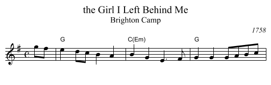 the Girl I Left Behind Me - staff notation