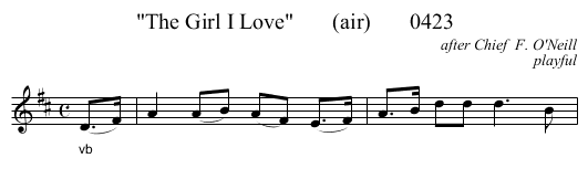 The Girl I Love       (air)       0423 - staff notation