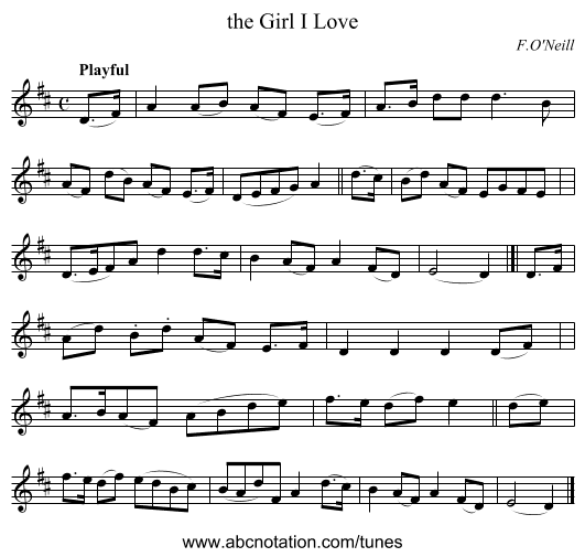 the Girl I Love - staff notation