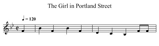 The Girl in Portland Street - staff notation