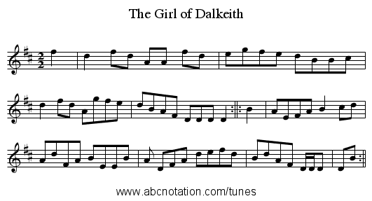 The Girl of Dalkeith - staff notation