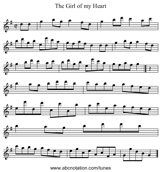 The Girl of my Heart - staff notation