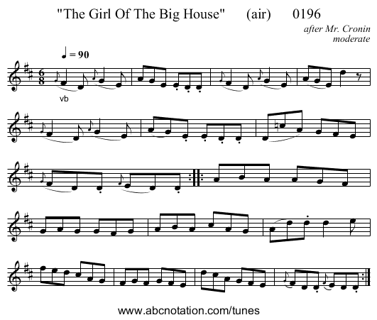 The Girl Of The Big House      (air)      0196 - staff notation