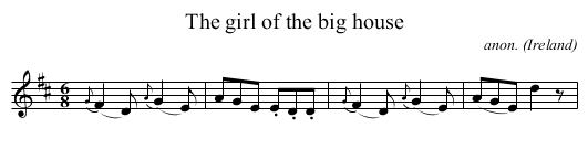 The girl of the big house - staff notation