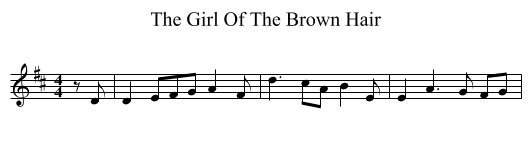 The Girl Of The Brown Hair - staff notation