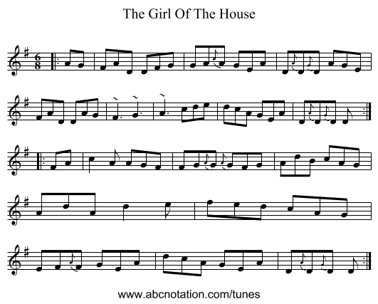 The Girl Of The House - staff notation