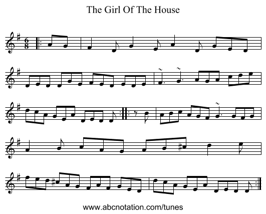 The Girl Of The House - staff notation