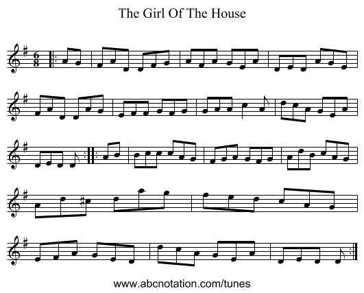 The Girl Of The House - staff notation