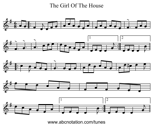 The Girl Of The House - staff notation