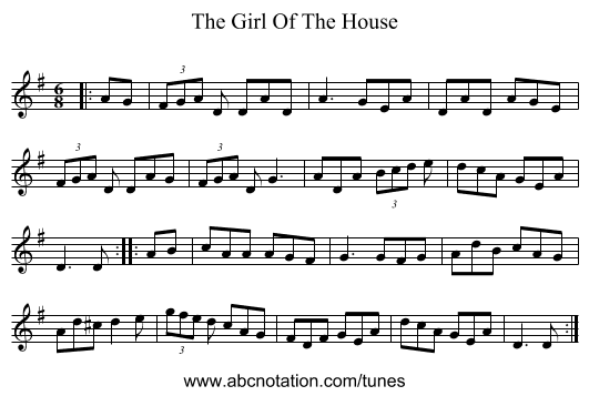 The Girl Of The House - staff notation