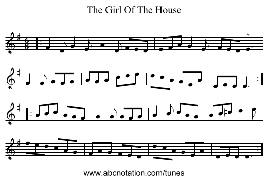 The Girl Of The House - staff notation