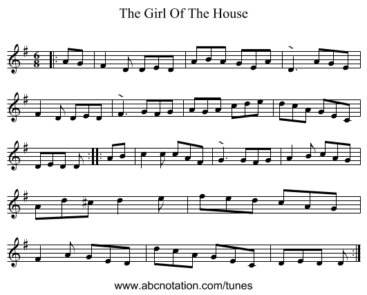 The Girl Of The House - staff notation