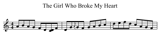 The Girl Who Broke My Heart - staff notation