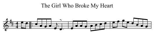 The Girl Who Broke My Heart - staff notation