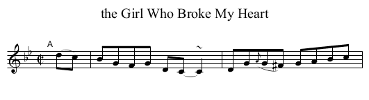 the Girl Who Broke My Heart - staff notation