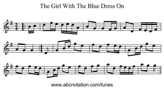 The Girl With The Blue Dress On - staff notation