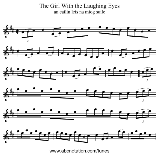 The Girl With the Laughing Eyes - staff notation