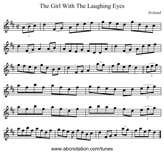 The Girl With The Laughing Eyes - staff notation