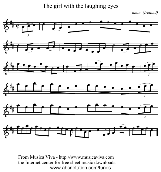 The girl with the laughing eyes - staff notation