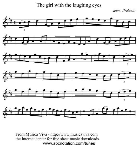 The girl with the laughing eyes - staff notation