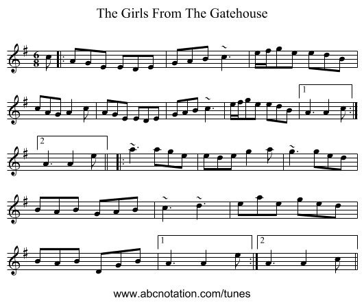 The Girls From The Gatehouse - staff notation